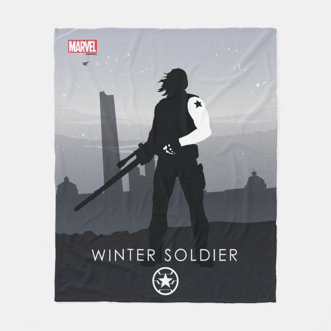 Winter Soldier Heroic Silhouette Fleece Blanket (Front)