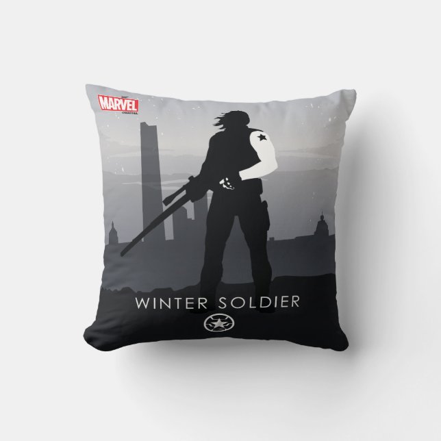 Winter Soldier Heroic Silhouette Throw Pillow (Front)