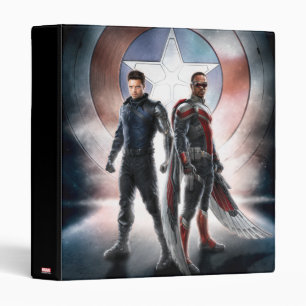 Winter Soldier & The Falcon in Front of Shield 3 Ring Binder