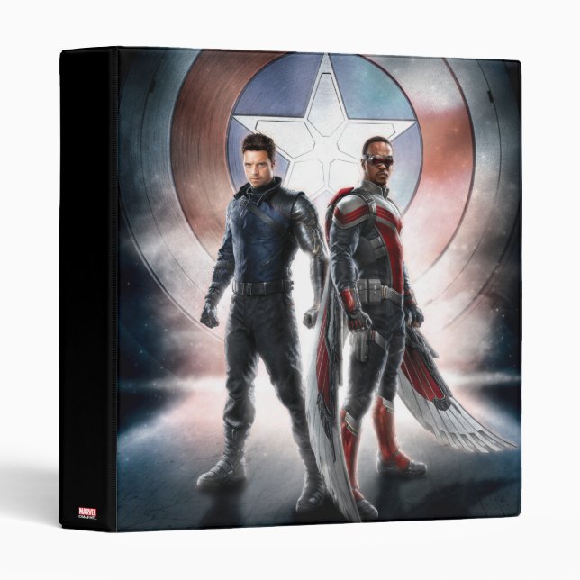 Winter Soldier & The Falcon in Front of Shield 3 Ring Binder (Front/Spine)