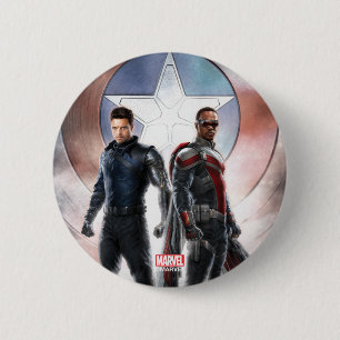 Winter Soldier & The Falcon in Front of Shield Button