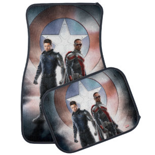 Winter Soldier & The Falcon in Front of Shield Car Floor Mat