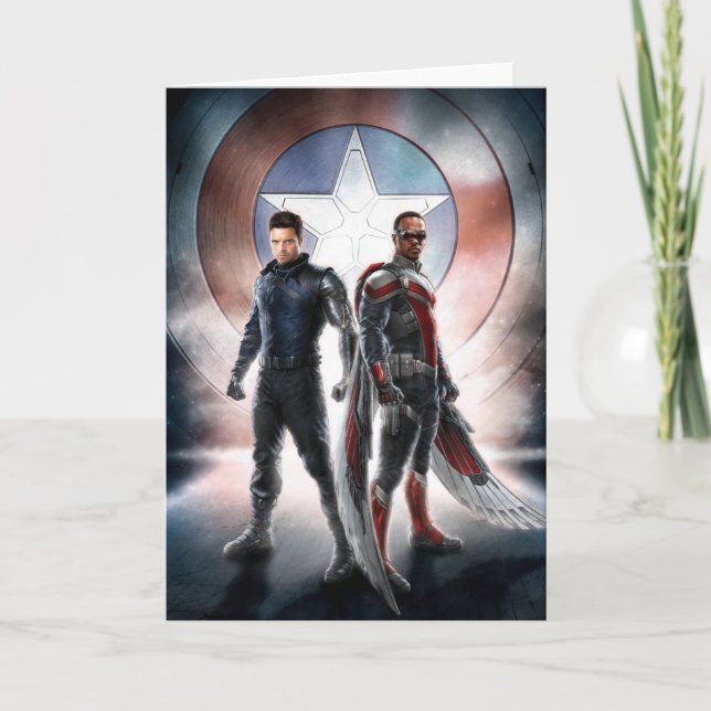 Winter Soldier & The Falcon in Front of Shield Card (Front)
