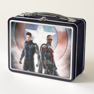 Winter Soldier & The Falcon in Front of Shield Metal Lunch Box