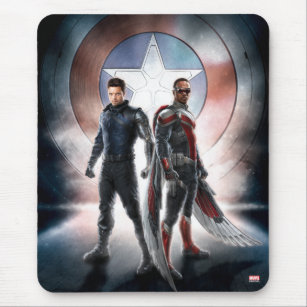 Winter Soldier & The Falcon in Front of Shield Mouse Pad