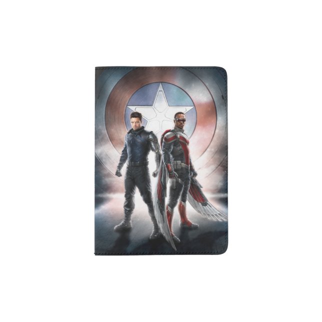 Winter Soldier & The Falcon in Front of Shield Passport Holder (Front)
