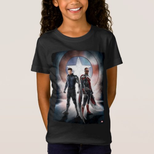 Winter Soldier  The Falcon in Front of Shield T_Shirt