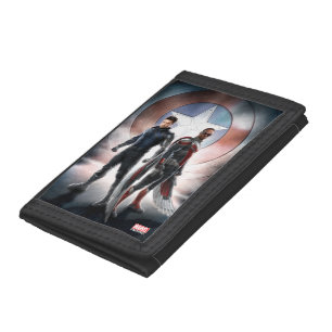 Winter Soldier & The Falcon in Front of Shield Tri-fold Wallet
