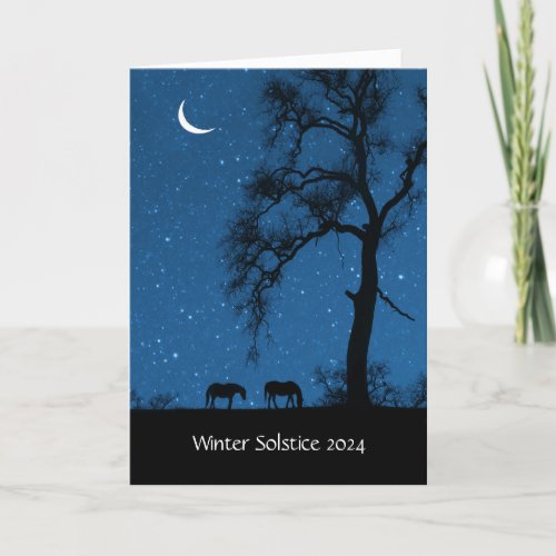 Winter Solstice 2024 With Horses Crescent Moon  Card