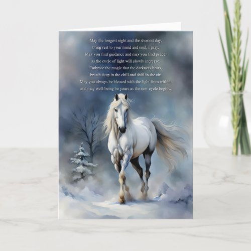 Winter Solstice Blessing Horse in the Snow Night Card