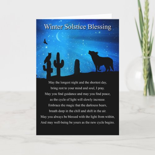 Winter Solstice Blessing Southwestern Coyote Owl Card