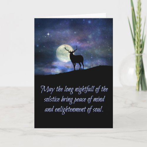 Winter Solstice Blessings Card Elk and Moon