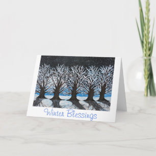 Winter Solstice Blessings. Christmas Snow Card