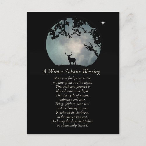 Winter Solstice Blessings Elk and Moon Postcard