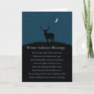Winter Solstice Blessings Elk Stars Poem Card