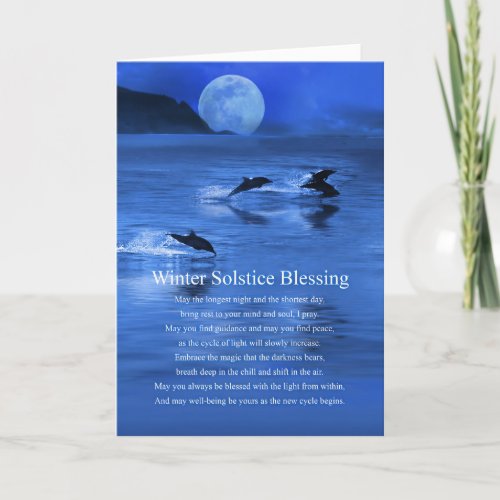 Winter Solstice Blessings Poem with Sea Dolphins Card