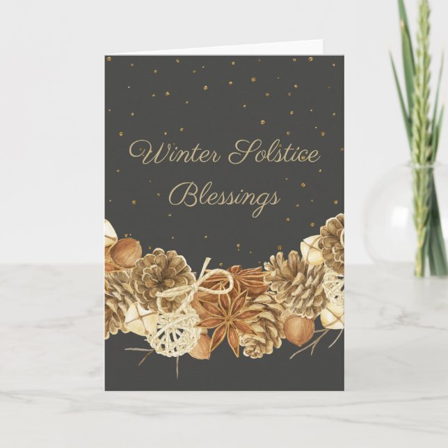 Winter Solstice Blessings Sabbat Greeting Card (Front)