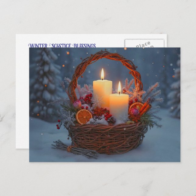 Winter Solstice Blessings Yule Spices Holiday Postcard (Front/Back)