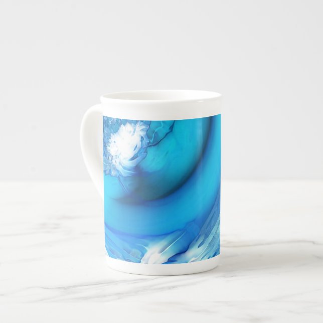 Winter Solstice Blue Abstract Bone China Mug (Front Left)