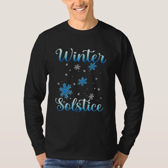 Winter Solstice  Blue Snowflake Blessed  Yule Holi T-Shirt (Front)