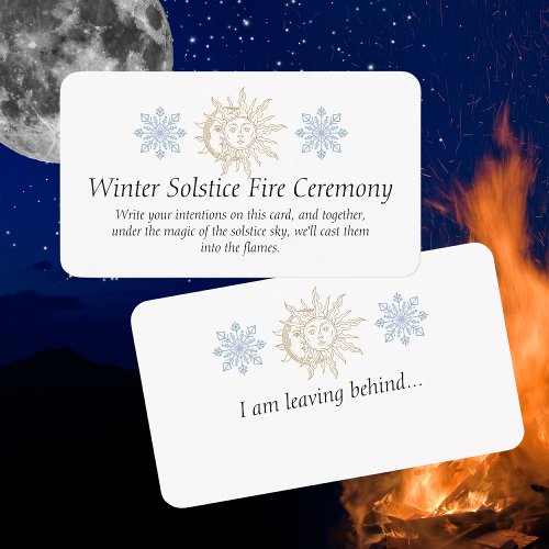 Winter Solstice Bonfire Ceremony Intention Enclosure Card