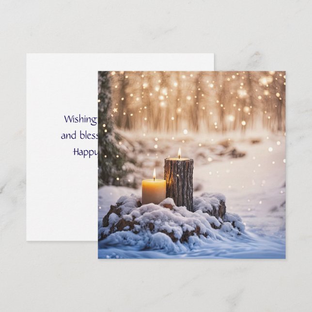 Winter Solstice Candles in the Snow (Front/Back)