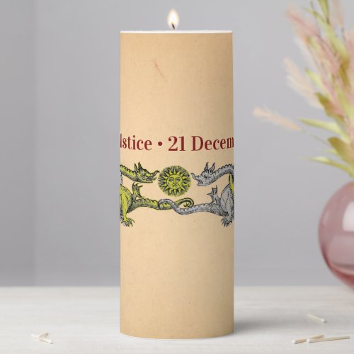 Winter Solstice Celebration Silver  Gold Flameles Pillar Candle