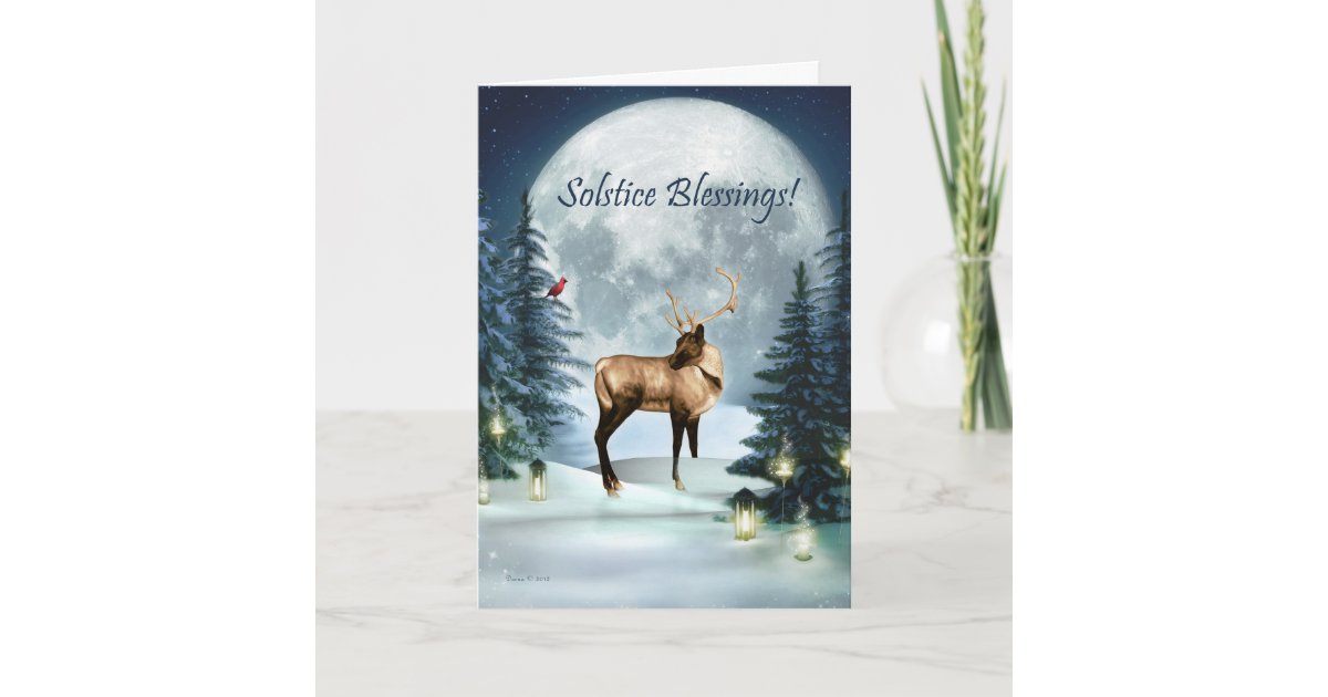 Winter Solstice Deer Stag Holiday Card Zazzle Com