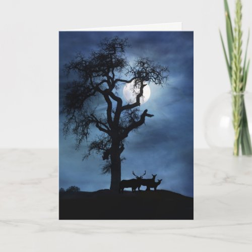 Winter Solstice Elks and Tree Card