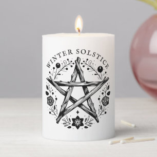 Winter Solstice Floral Pentacle Pillar Candle