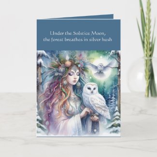 Winter Solstice  Forest Goddess and Owl  Card