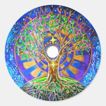 Winter Solstice Full Moon Mandala Sticker by arteeclectica at Zazzle