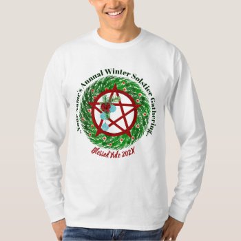 Winter Solstice Gathering Yule Pentacle Wreath T-shirt by Cosmic_Crow_Designs at Zazzle