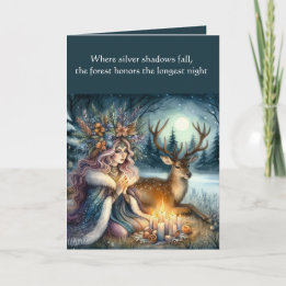 Winter Solstice Goddess and Deer Greeting Card
