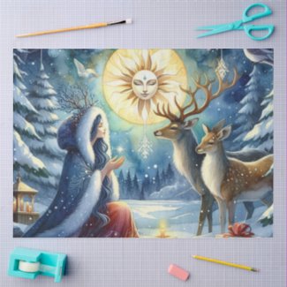 Winter Solstice Goddess Forest-Deer tissue paper