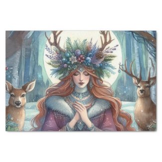 Winter Solstice Goddess Forest-Themed tissue paper