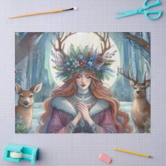 Winter Solstice Goddess Forest-Themed tissue paper