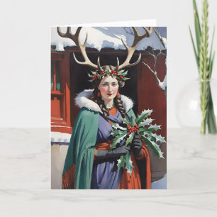 Winter Solstice Goddess in the Forest Holiday Card