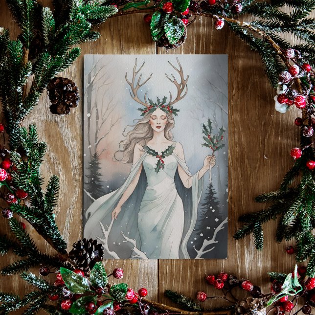 Winter Solstice Goddess in the Forest Holiday Card (Creator Uploaded)