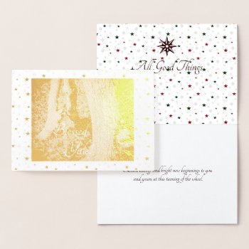 Winter Solstice Golden Oak Trees Foil Card by WellWritWitch at Zazzle
