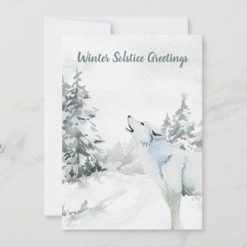 Winter Solstice Greeting Woodland Forest Wolf Card