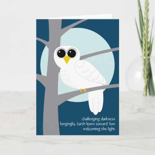 Winter Solstice Haiku Snowy Owl Holiday Card