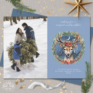 Winter Solstice Holiday Deer Yule Christmas Photo Card