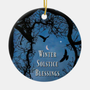Winter Solstice Holiday Ornament with Ravens
