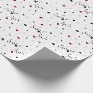 Winter Solstice Joy Red and Green Stars Wrapping Paper