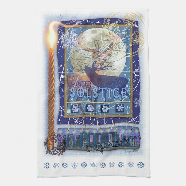 Winter Solstice Kitchen Towel (Vertical)