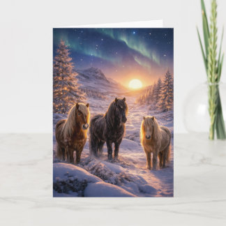 Winter Solstice Magic with Icelandic Horses Holiday Card