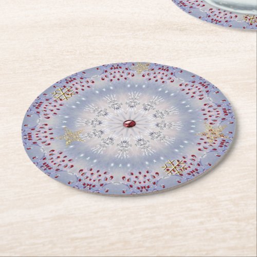 Winter Solstice Mandala Round Paper Coaster