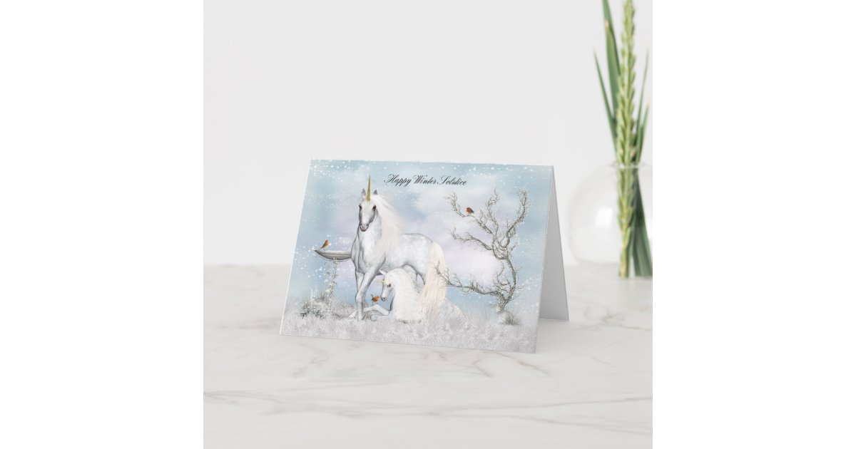 Winter Solstice Midwinter Greeting Card Unicorns Zazzle Com