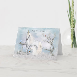 Winter Solstice Midwinter Greeting Card Unicorns
